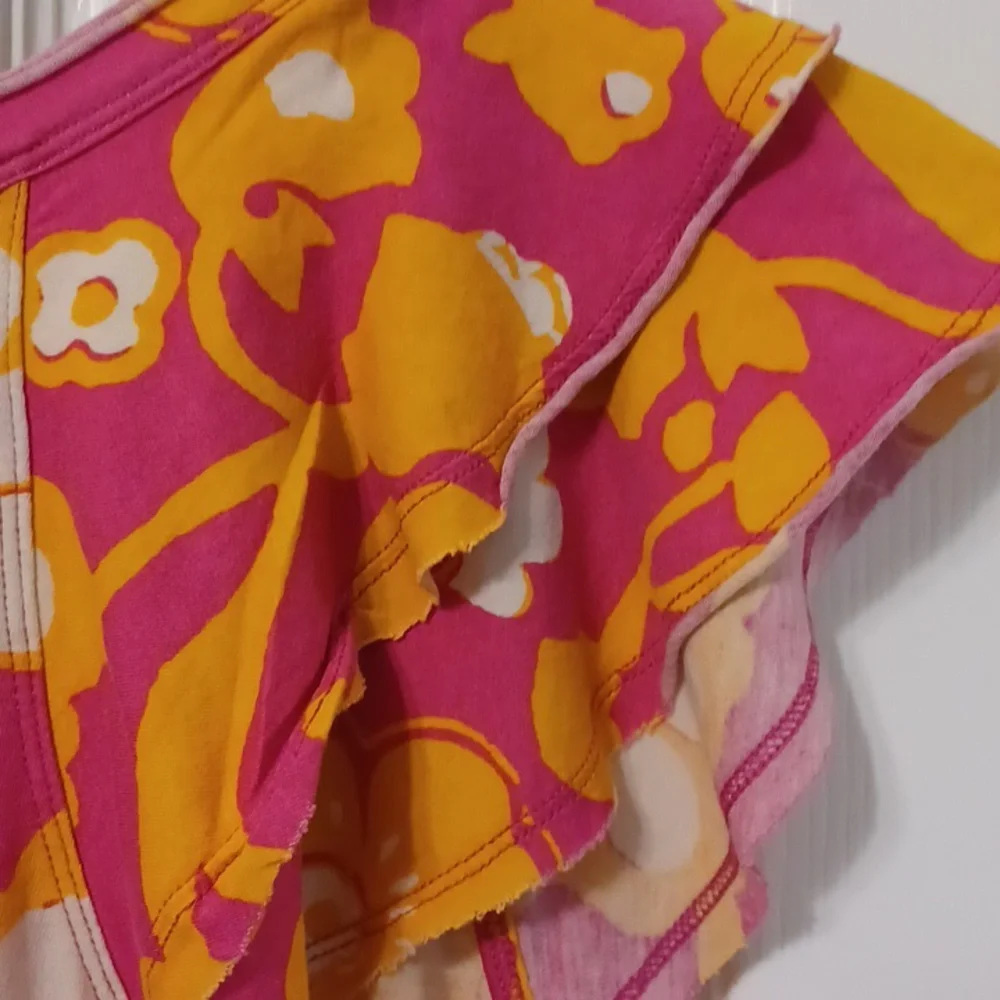 Maeve By Anthropology Sz XS, Pink and Orange Floral Top With Flutter Sleeves_6